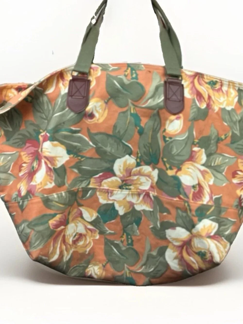 🌸 Vintage GAP Floral Canvas Weekender Duffel Tote Bag Cottagecore 80s 90s Boho